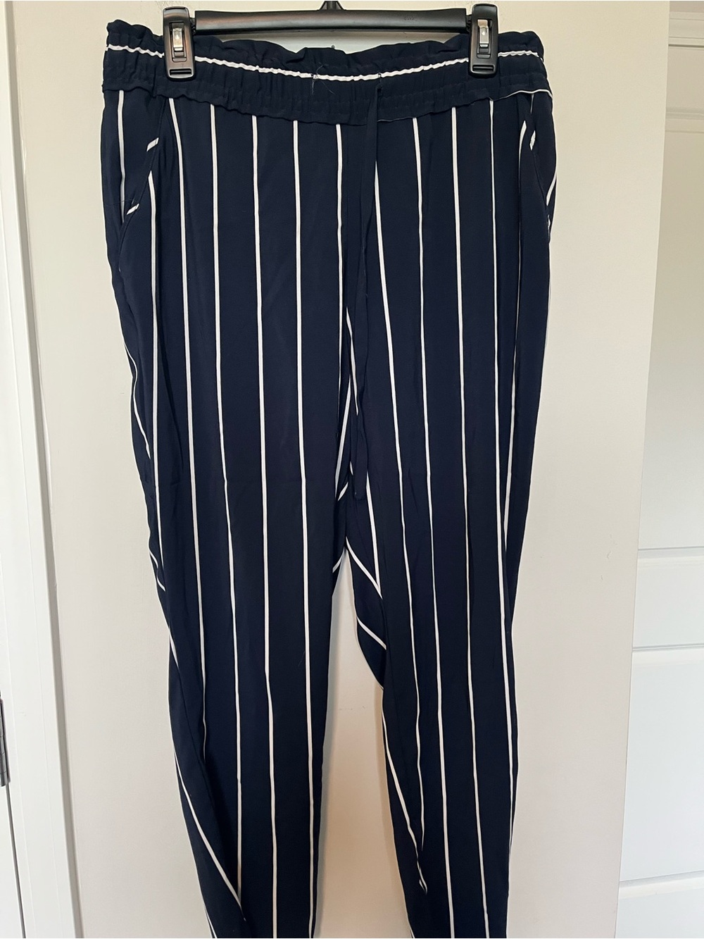 Zara Navy Blue Vertical Stripe Women's Pants